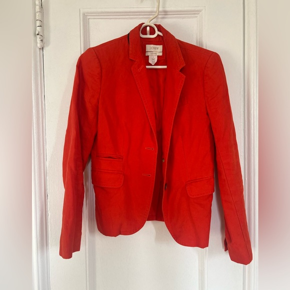 j crew orange schoolboy blazer linen size 0 - Picture 1 of 5